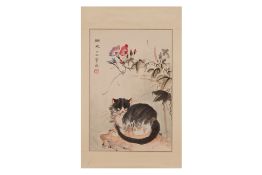 A CHINESE INK PAINTING OF A CAT