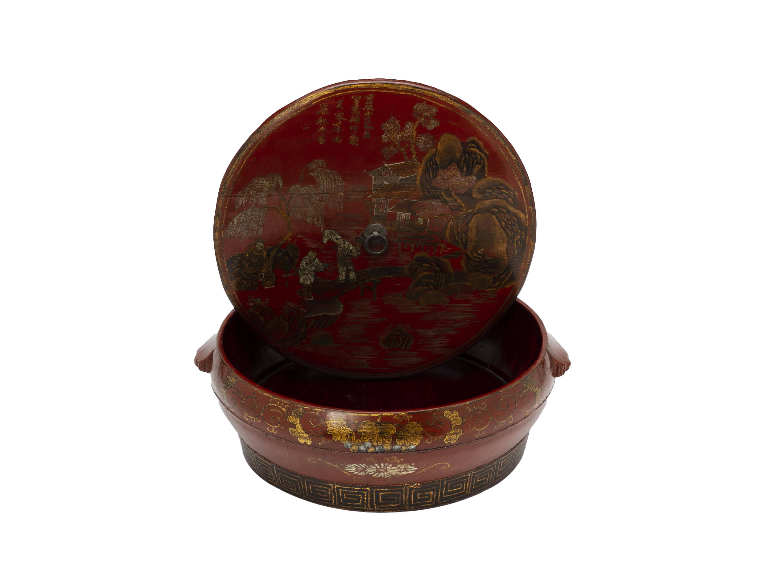 A GILT LACQUER CIRCULAR BOX - Image 2 of 2