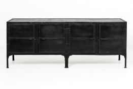 A BLACK PAINTED INDUSTRIAL SIDEBOARD