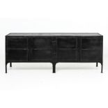 A BLACK PAINTED INDUSTRIAL SIDEBOARD