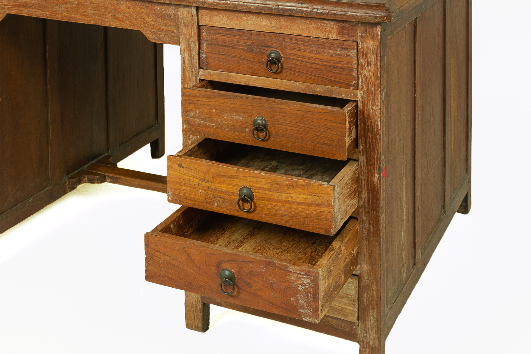 A LARGE INDIAN TEAK PARTNERS DESK - Image 3 of 3