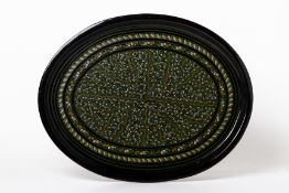 A BURMESE BLACK LACQUERED OVAL TRAY