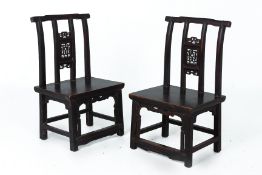 A PAIR OF CHINESE HARDWOOD SIDE CHAIRS