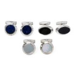 THREE PAIRS OF DUNHILL SILVER CUFFLINKS
