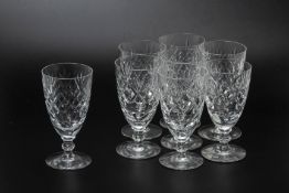 A SET OF EIGHT ROYAL DOULTON CUT CRYSTAL WINE GLASSES