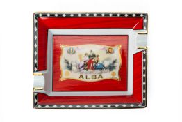 AN ELIE BLEU PORCELAIN CIGAR ASHTRAY IN ALBA RED