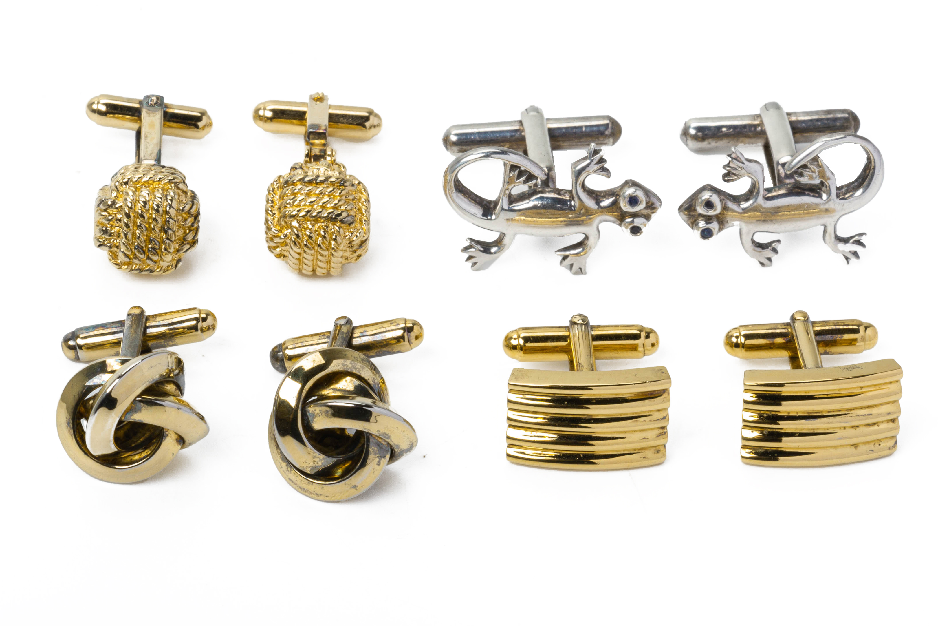 FOUR PAIRS OF SILVER AND SILVER GILT CUFFLINKS