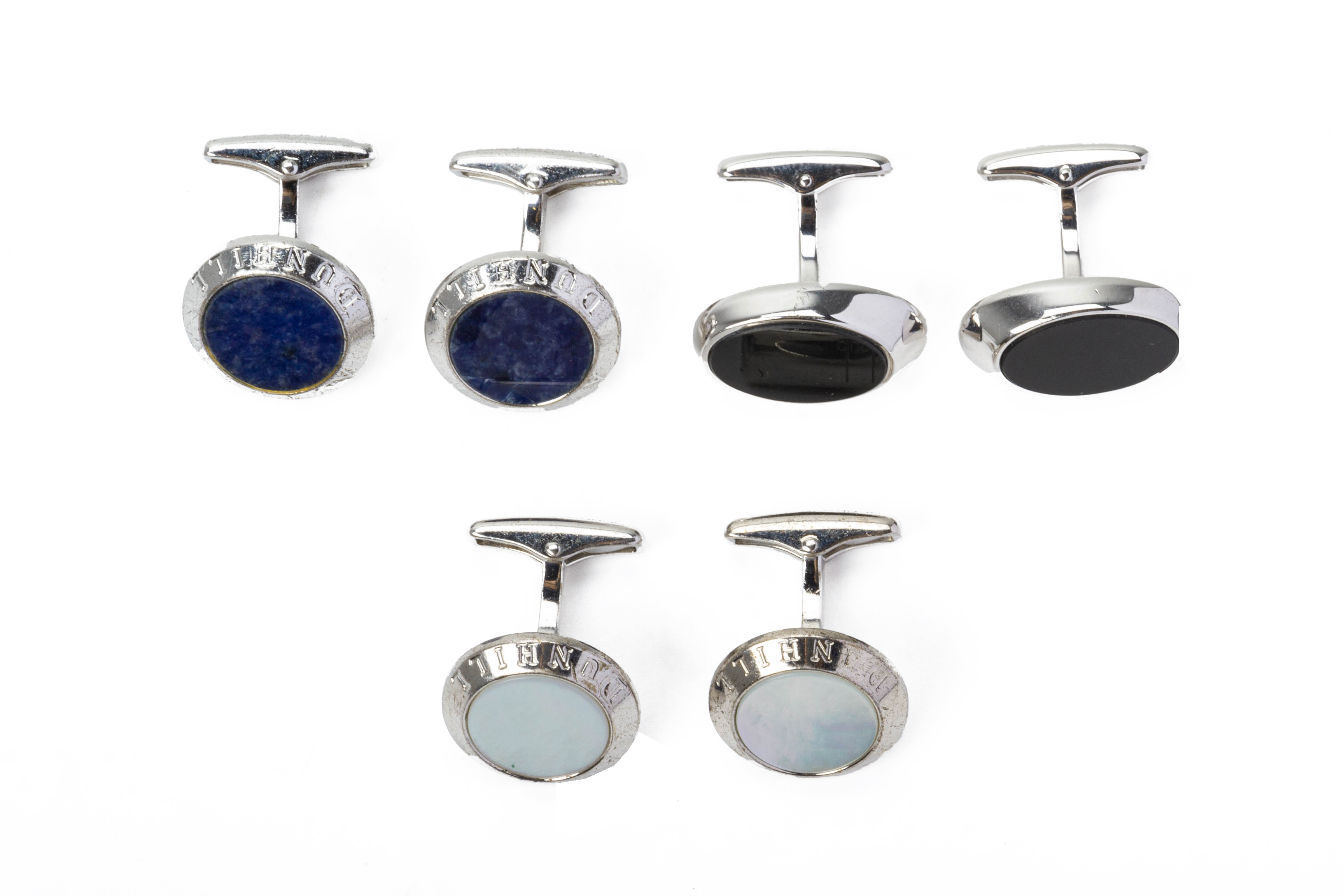 THREE PAIRS OF DUNHILL SILVER CUFFLINKS - Image 2 of 2