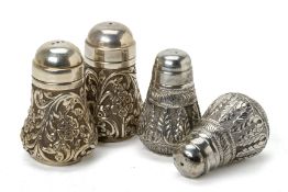 TWO PAIRS OF SILVER SALT AND PEPPER SHAKERS