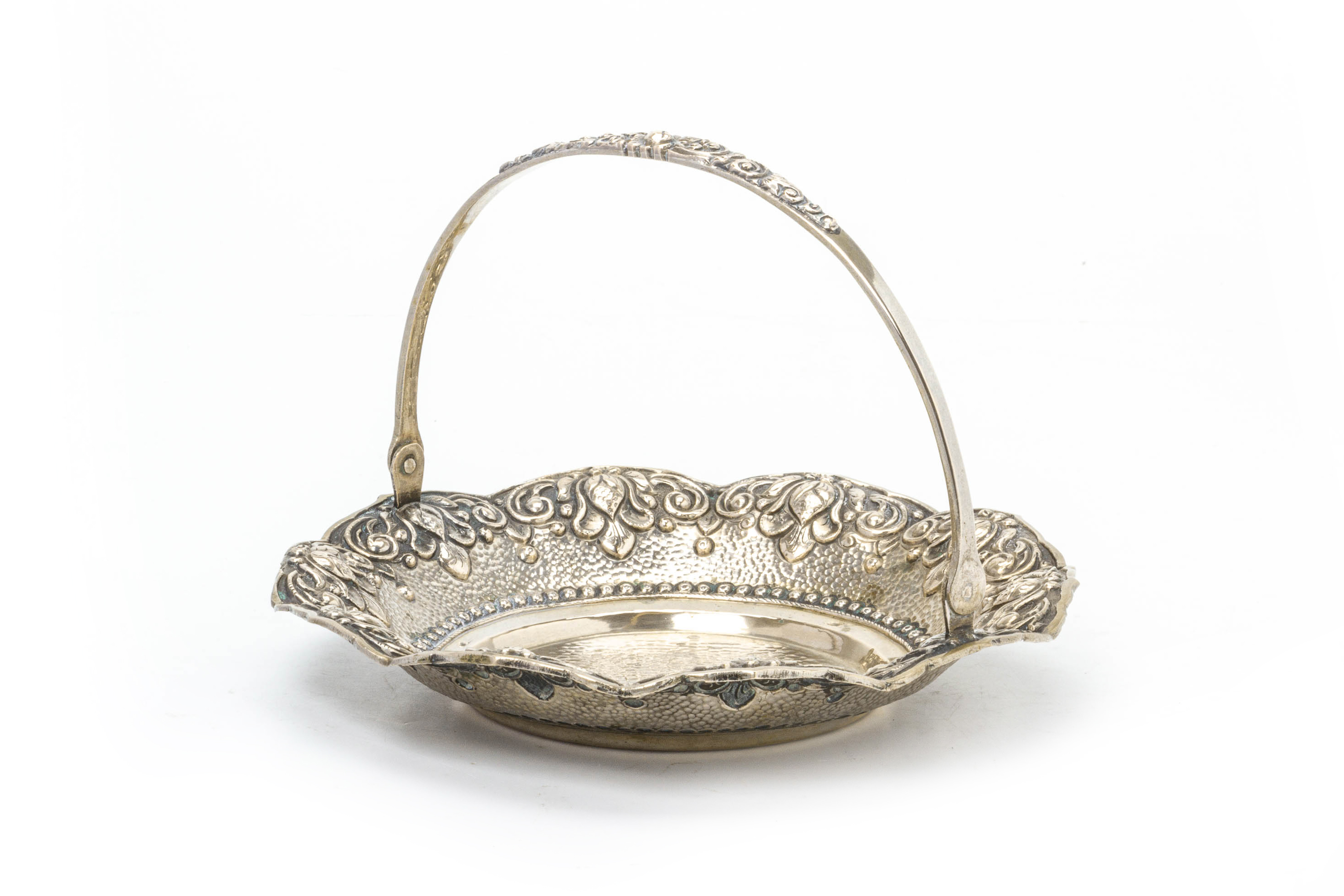 AN INDONESIAN SILVER SWING HANDLED BASKET AND A ROSE BOWL - Image 3 of 3