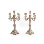 A PAIR OF CONTINENTAL SILVER FIVE LIGHT CANDELABRA