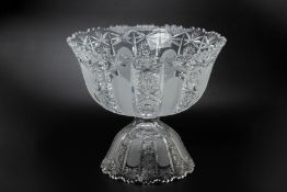 A LARGE BOHEMIA CRYSTAL GLASS FOOTED PUNCH BOWL