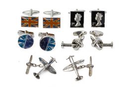 FIVE PAIRS OF UK RELATED NOVELTY CUFFLINKLS