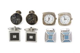 FOUR PAIRS OF ASSORTED CUFFLINKS