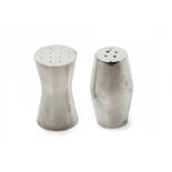 A PAIR OF GEORG JENSEN SILVER SALT AND PEPPER POTS