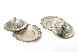 A PAIR OF PLATED TUREENS AND COVERS