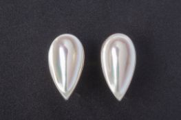 A PAIR OF CULTURED MABE PEARL EARRINGS