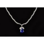 A SAPPHIRE AND DIAMOND NECKLACE