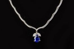 A SAPPHIRE AND DIAMOND NECKLACE