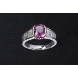 A PINK SAPPHIRE AND DIAMOND RING