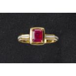 A RUBY SINGLE STONE RING