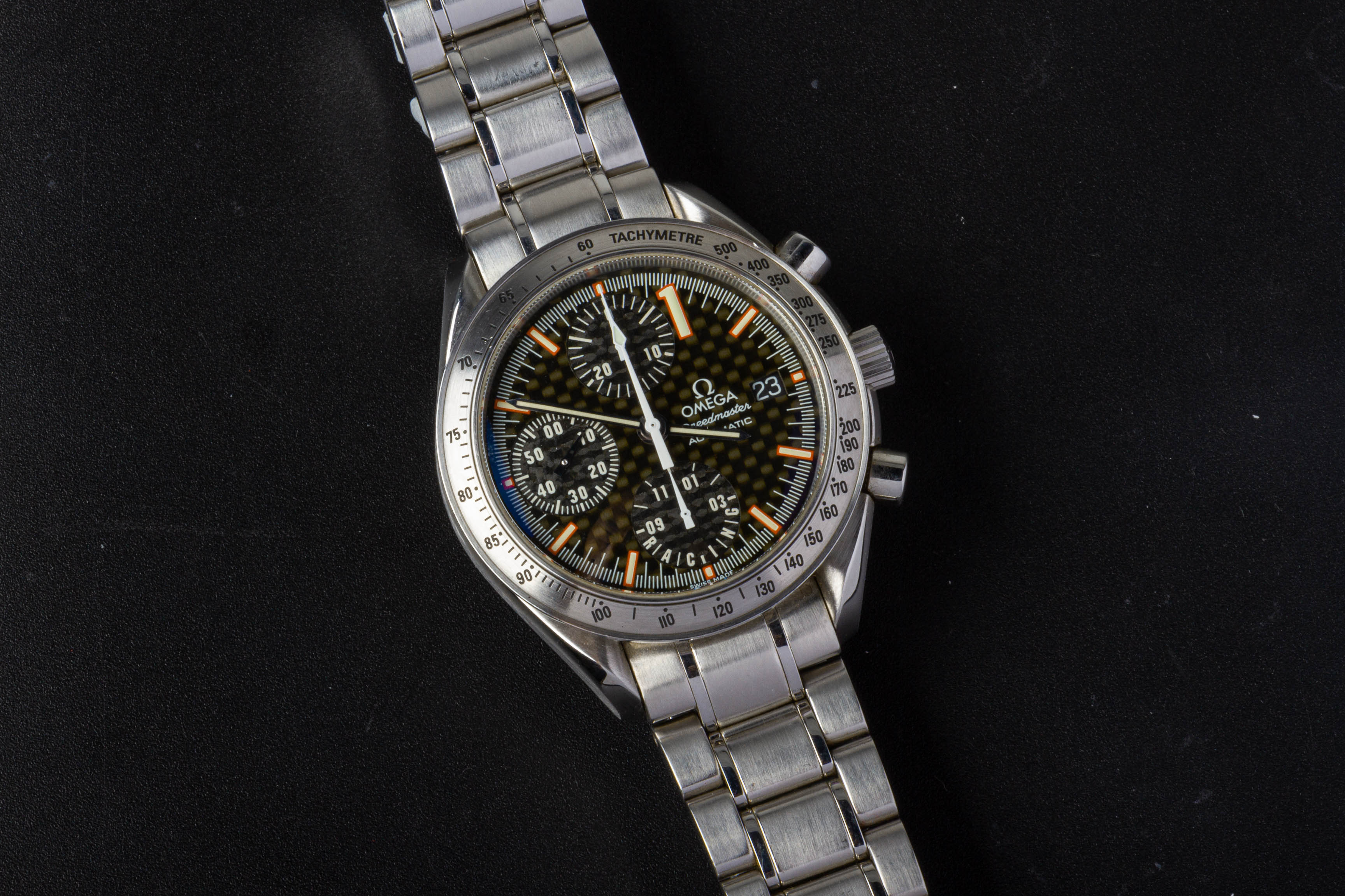 AN OMEGA LTD EDITION SCHUMACHER SPEEDMASTER BRACELET WATCH