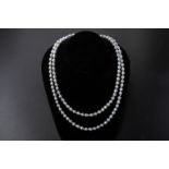 AN AKOYA CULTURED PEARL LONG STRAND NECKLACE