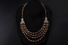 A SPINEL AND DIAMOND NECKLACE AND EARRINGS SET