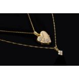 A HEART SHAPED LOCKET AND A DIAMOND PENDANT NECKLACE