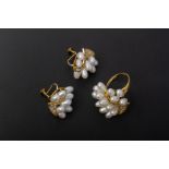 A CULTURED PEARL EARRINGS AND RING SET BY TASAKI