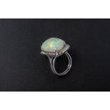 AN OPAL AND DIAMOND RING