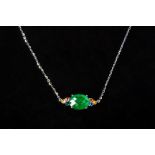 AN EMERALD AND SAPPHIRE PENDANT NECKLACE