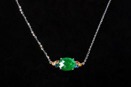 AN EMERALD AND SAPPHIRE PENDANT NECKLACE