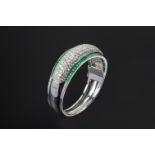 A DIAMOND AND EMERALD BANGLE