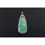 A JADE AND DIAMOND PENDANT