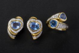 A SAPPHIRE & DIAMOND RING AND EARRINGS BY FRATELLI PETOCHI