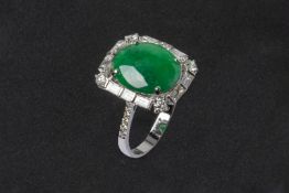 A TYPE A JADEITE AND DIAMOND RING
