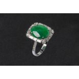 A TYPE A JADEITE AND DIAMOND RING