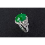 A JADE AND DIAMOND RING