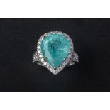 A PARAIBA TOURMALINE AND DIAMOND CLUSTER RING