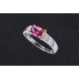 A PINK SAPPHIRE AND DIAMOND RING