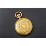 AN 18K GOLD FULL HUNTER KEYLESS POCKET WATCH