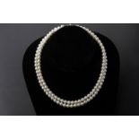 A DOUBLE STRAND AKOYA CULTURED PEARL NECKLACE