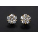 A PAIR OF DIAMOND CLUSTER STUD EARRINGS