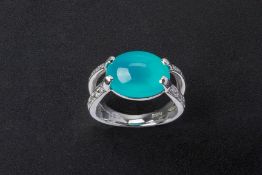 A CHALCECONY AND DIAMOND RING