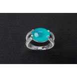 A CHALCECONY AND DIAMOND RING