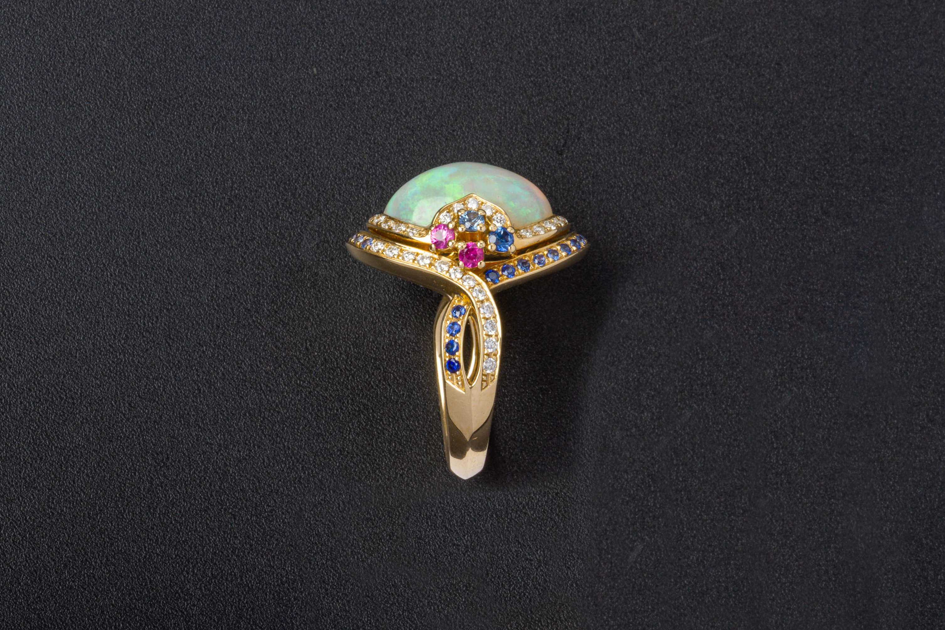 AN OPAL, SAPPHIRE AND DIAMOND RING - Image 3 of 3