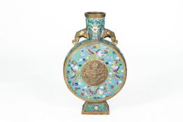 A LARGE CLOISONNE ENAMEL MOON FLASK