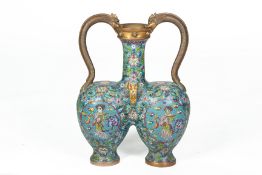 A CLOISONNE ENAMEL CONJOINED VASE