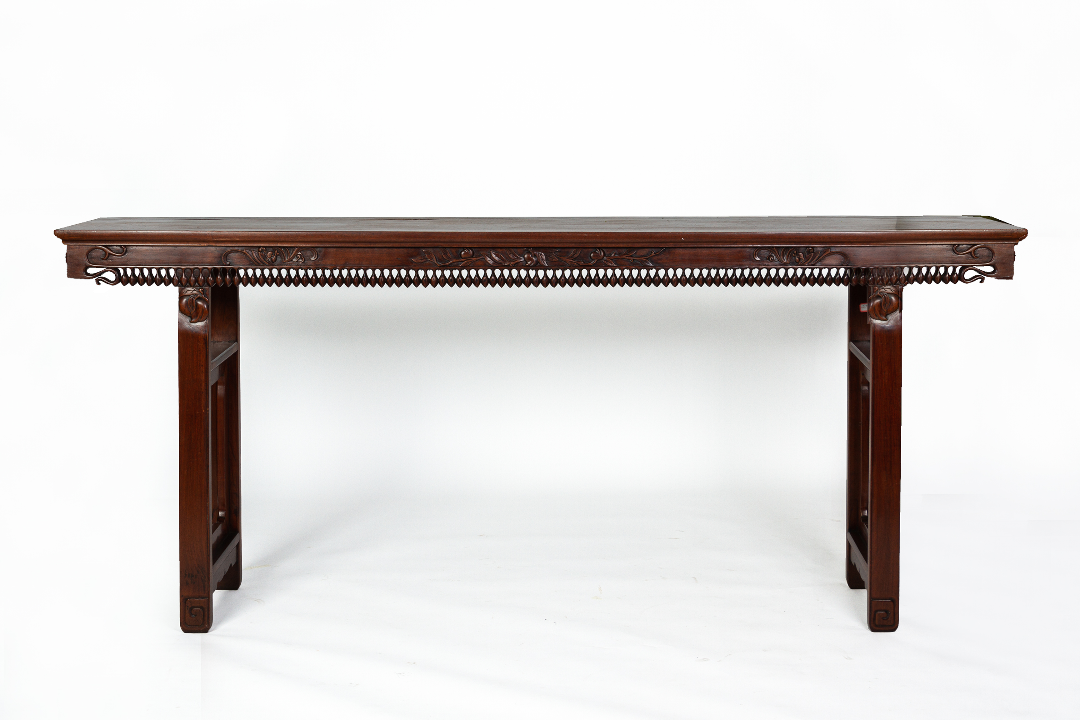 A LARGE CHINESE CARVED HARDWOOD ALTAR TABLE